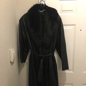 Genuine leather and Fox full length Coat